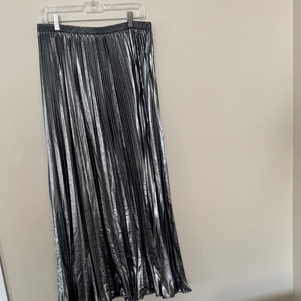 Eliza J l Metallic Silver Maxi Skirt
